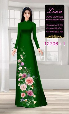 Vải áo dài hoa in 3D-DT 12706