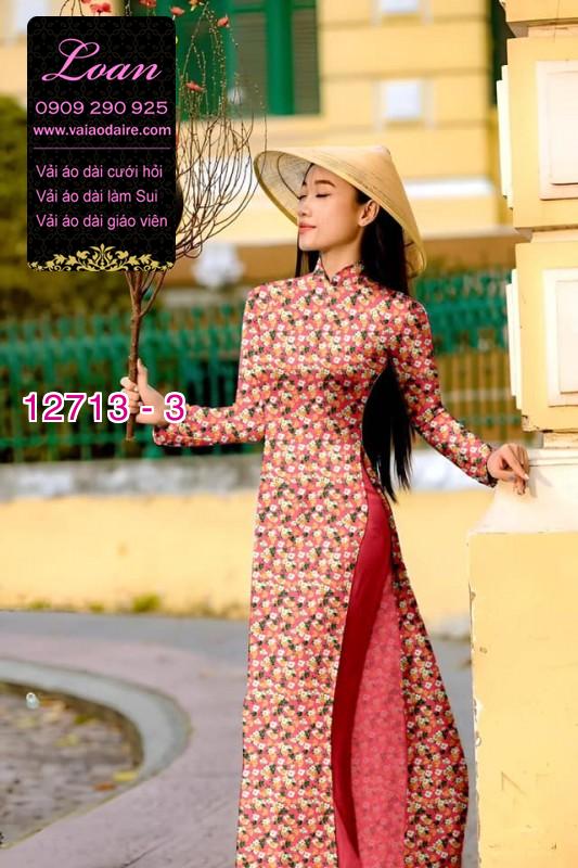 Vải áo dài hoa nhí in 3D