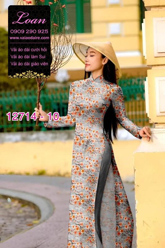 Vải áo dài tết cành đào