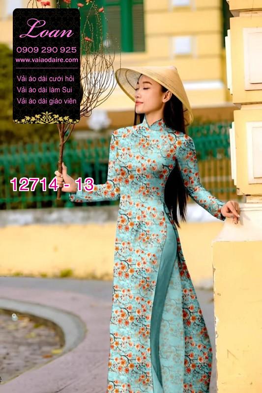 Vải áo dài tết cành đào