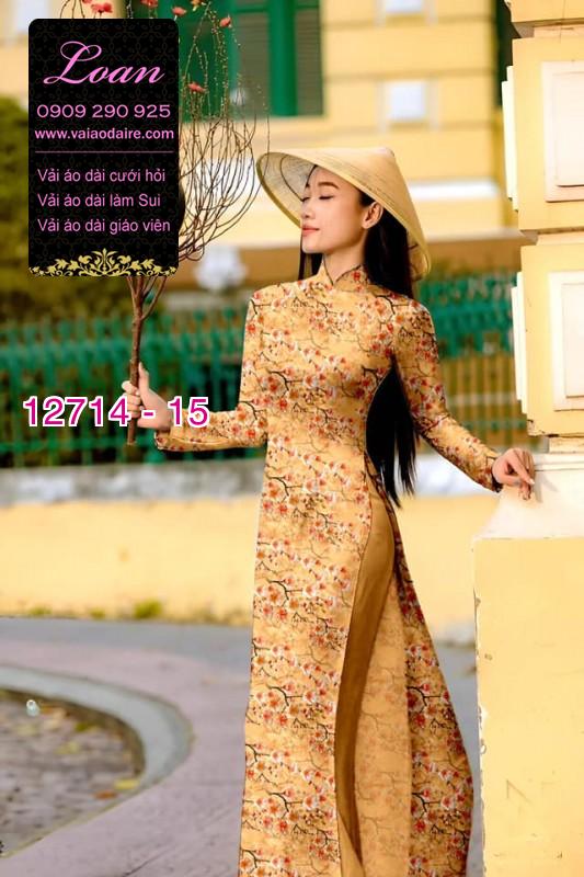 Vải áo dài tết cành đào