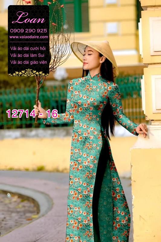 Vải áo dài tết cành đào