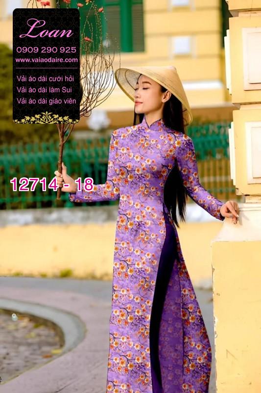 Vải áo dài tết cành đào