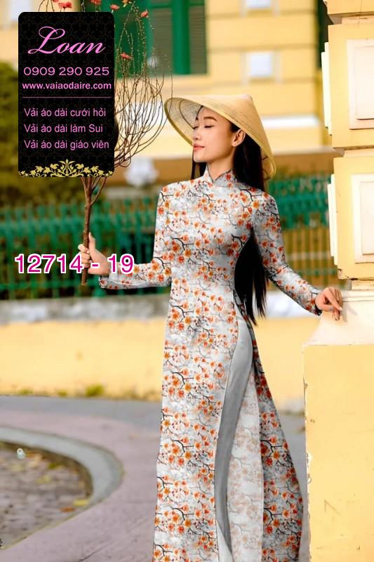 Vải áo dài tết cành đào