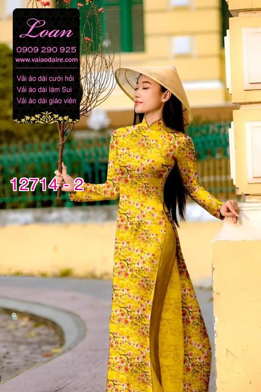 Vải áo dài tết cành đào