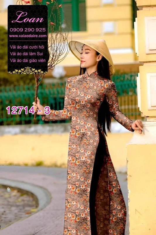 Vải áo dài tết cành đào