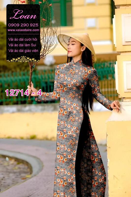 Vải áo dài tết cành đào