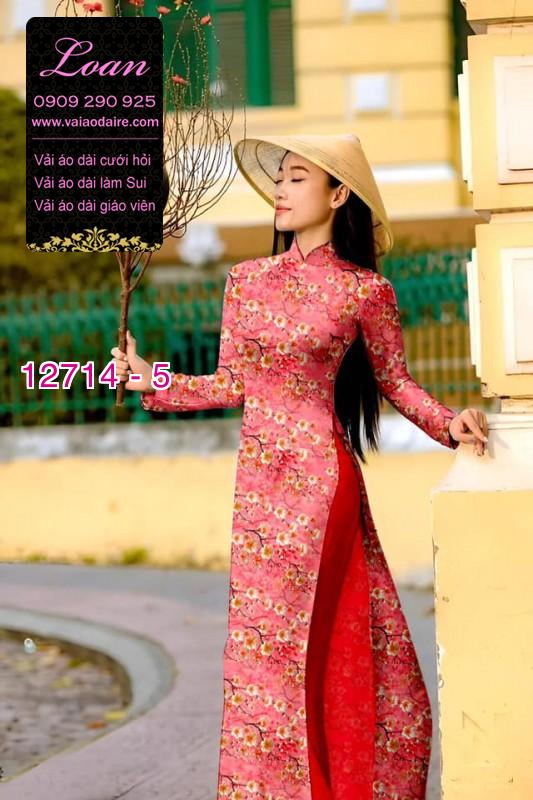 Vải áo dài tết cành đào