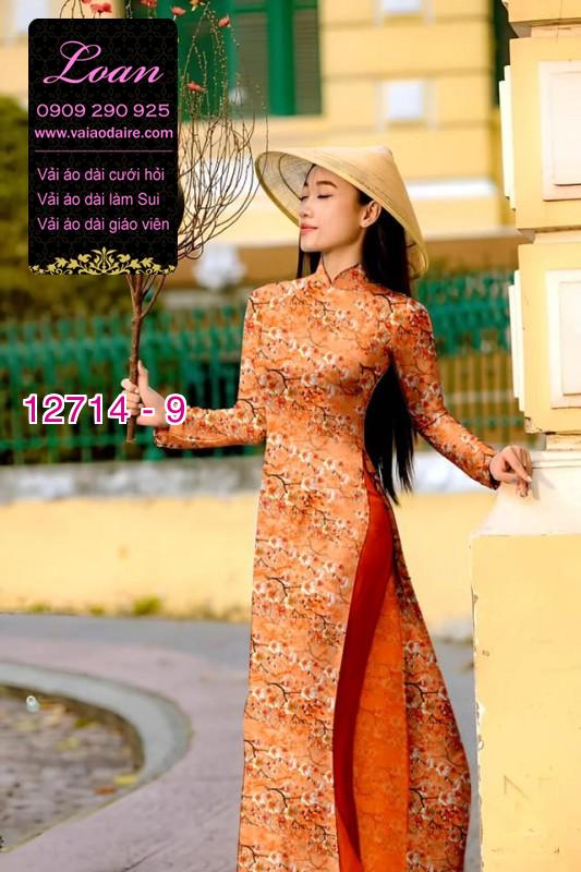 Vải áo dài tết cành đào