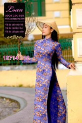 Vải áo dài tết cành đào