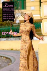 Vải áo dài tết cành đào