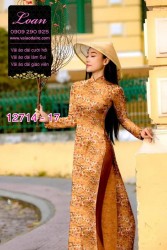 Vải áo dài tết cành đào