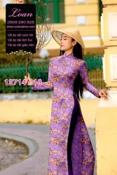 Vải áo dài tết cành đào