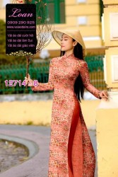 Vải áo dài tết cành đào