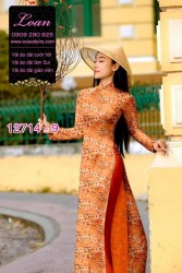 Vải áo dài tết cành đào