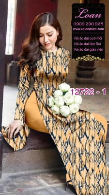 Vải áo dài hoa đều in 3D-DT 12722