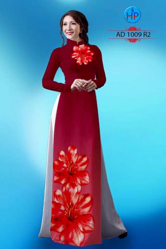 Vải áo dài hoa trên dưới