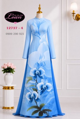 Vải áo dài hoa in 3D-DT 12737