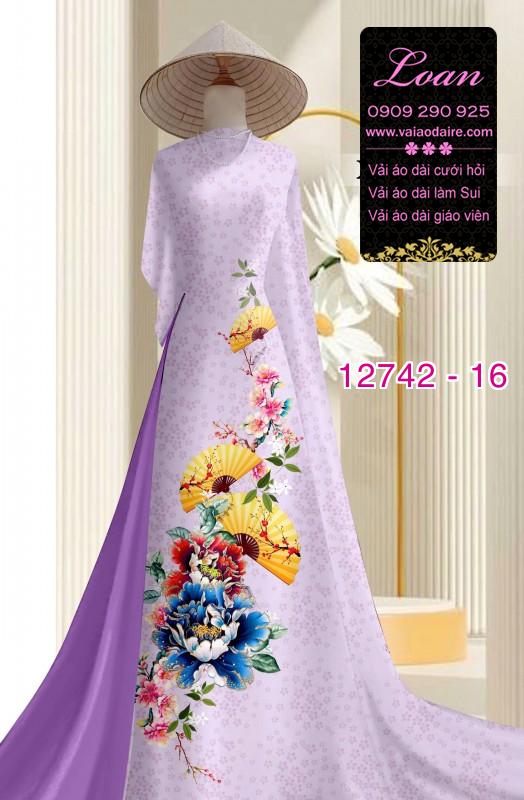 Vải áo dài gấm in hoa 3D