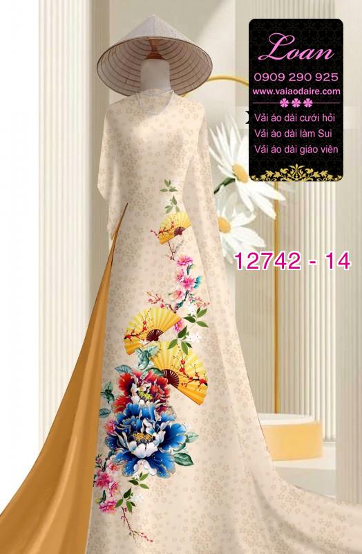 Vải áo dài gấm in hoa 3D