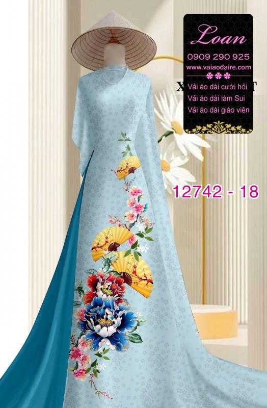 Vải áo dài gấm in hoa 3D