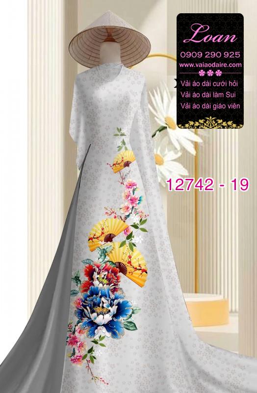 Vải áo dài gấm in hoa 3D