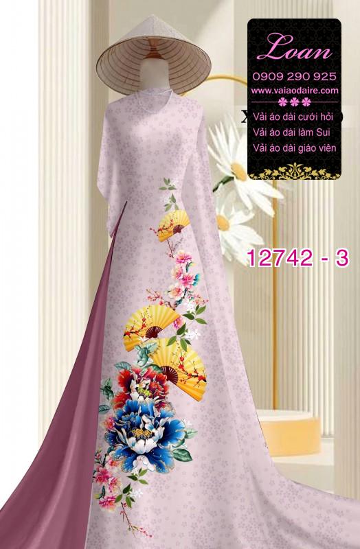 Vải áo dài gấm in hoa 3D