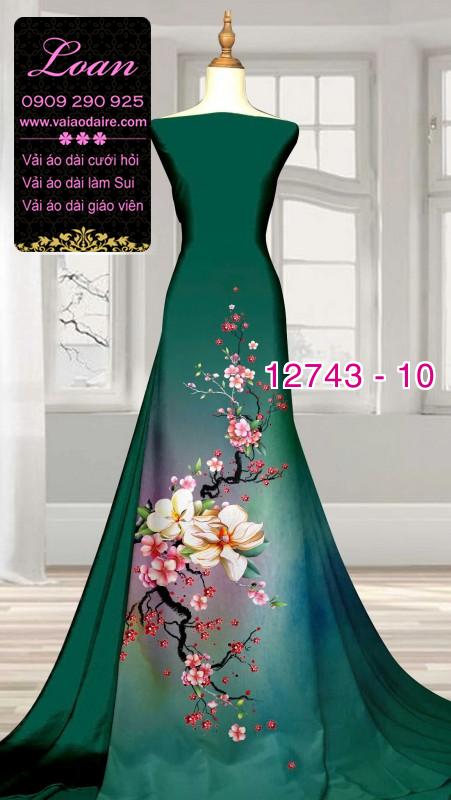 Vải áo dài hoa đào tết