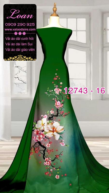 Vải áo dài hoa đào tết