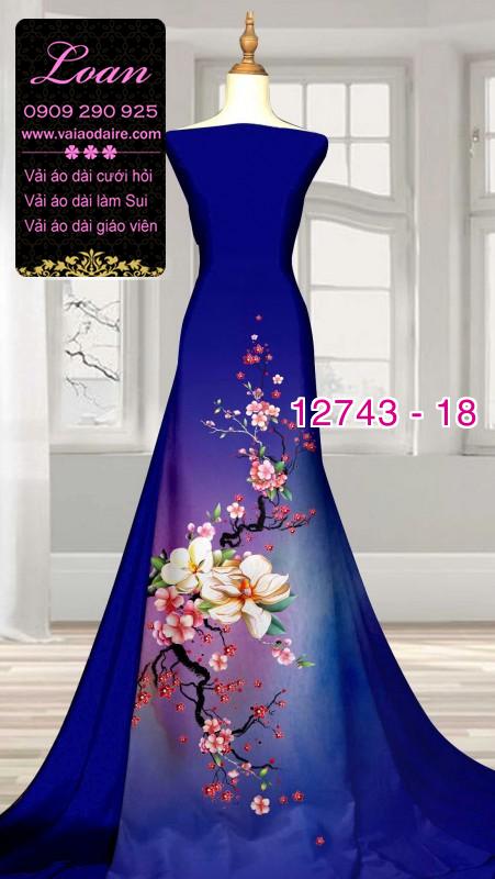 Vải áo dài hoa đào tết