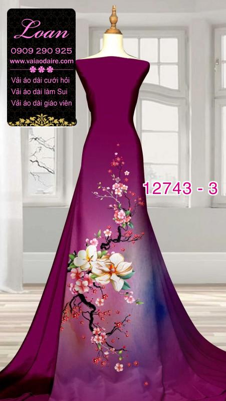 Vải áo dài hoa đào tết