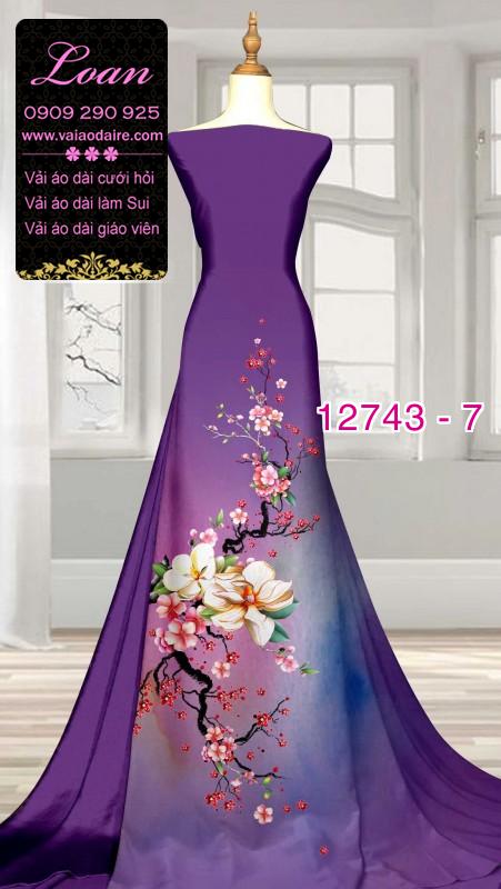 Vải áo dài hoa đào tết