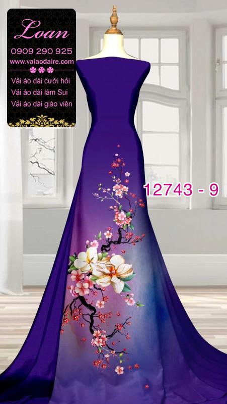 Vải áo dài hoa đào tết