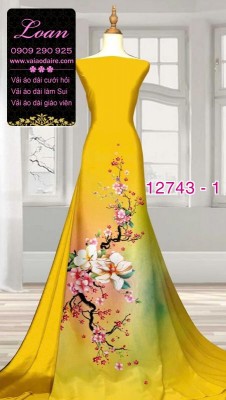 Vải áo dài hoa đào tết-DT 12743
