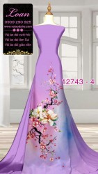 Vải áo dài hoa đào tết