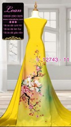 Vải áo dài hoa đào tết