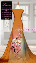 Vải áo dài hoa đào tết