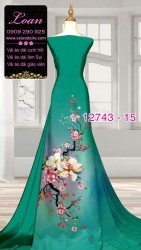 Vải áo dài hoa đào tết