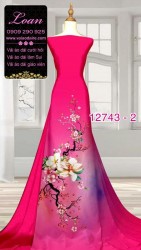 Vải áo dài hoa đào tết