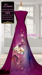 Vải áo dài hoa đào tết