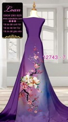 Vải áo dài hoa đào tết