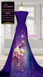 Vải áo dài hoa đào tết