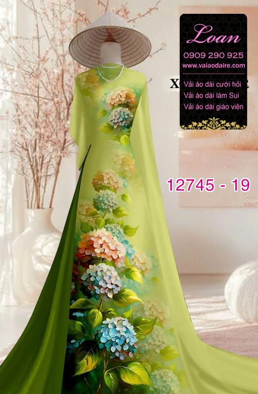 Vải áo dài in hoa cẩm tú cầu