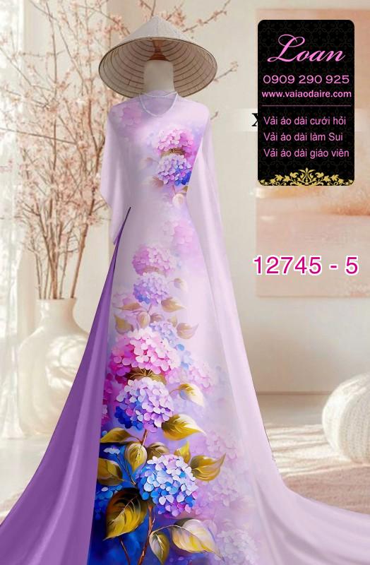 Vải áo dài in hoa cẩm tú cầu