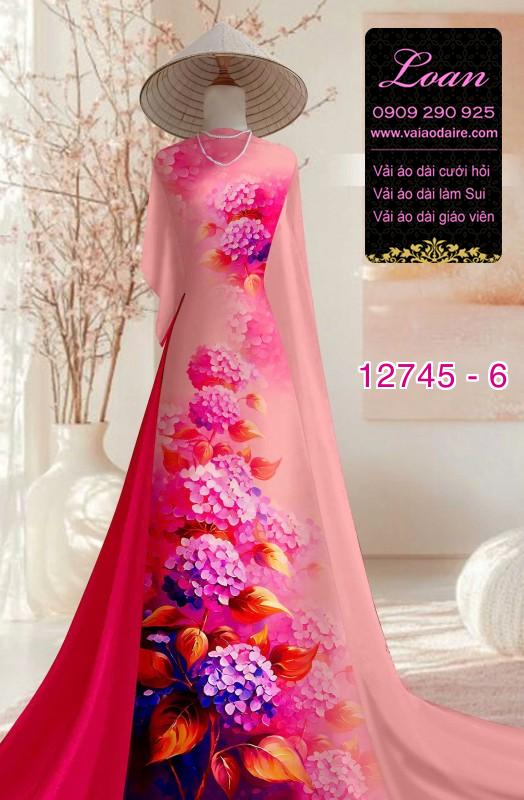 Vải áo dài in hoa cẩm tú cầu