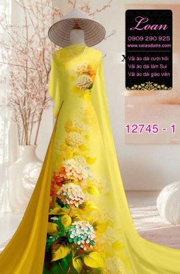 Vải áo dài in hoa cẩm tú cầu-DT 12745