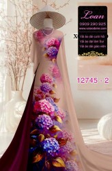 Vải áo dài in hoa cẩm tú cầu