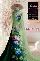 Vải áo dài in hoa cẩm tú cầu