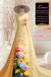 Vải áo dài in hoa cẩm tú cầu