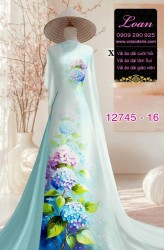 Vải áo dài in hoa cẩm tú cầu